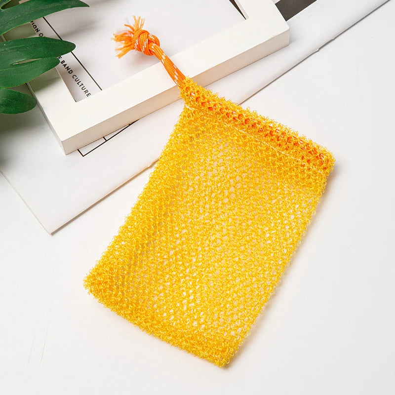 sac savon blanc rose maille fine ruban simple pratique douche
