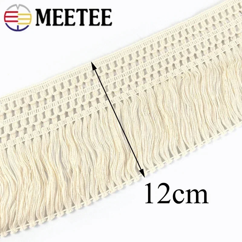 dentelle coton franges écharpe ethnique boho chic 12cm blanc cassé tissu artisanal transparent mariage