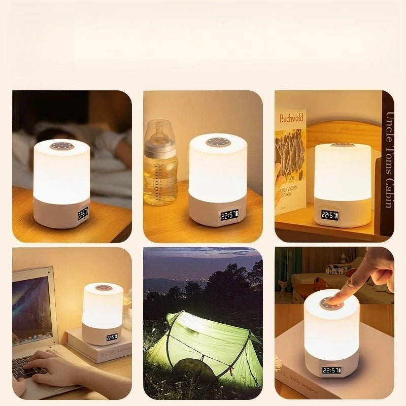 lampe table led rechargeable blanc moderne affichage heure bouton tactile chambre étudiant