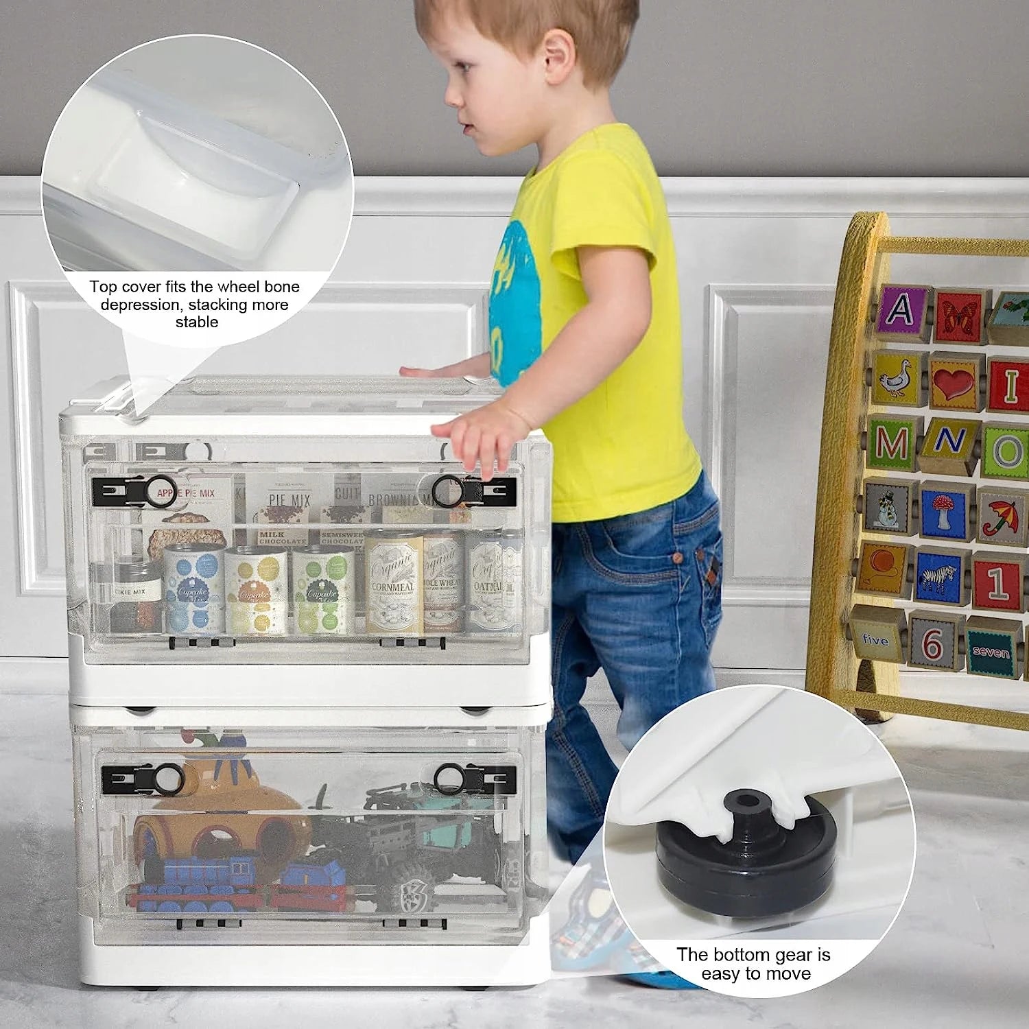Bac de rangement empilable 56L pour vêtements