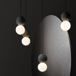 suspension lumineuse moderne minimaliste pierre verre blanc gris texturée 90 260V