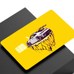 stickers carte crédit voiture sportive stylisée moderne waterproof réutilisable jaune fluo noir
