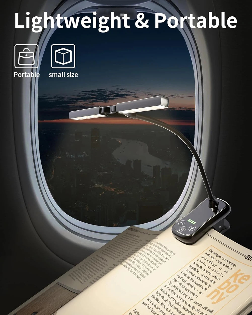 lampe lecture rechargeable 14 led clip noir ajustable couleurs niveaux brightness moderne
