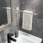 porte serviettes double barre argenté noir moderne adhésif vis inoxydable minimaliste