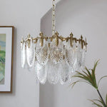 lustre pendentif feuilles doré transparent classique led moderne chambre salon