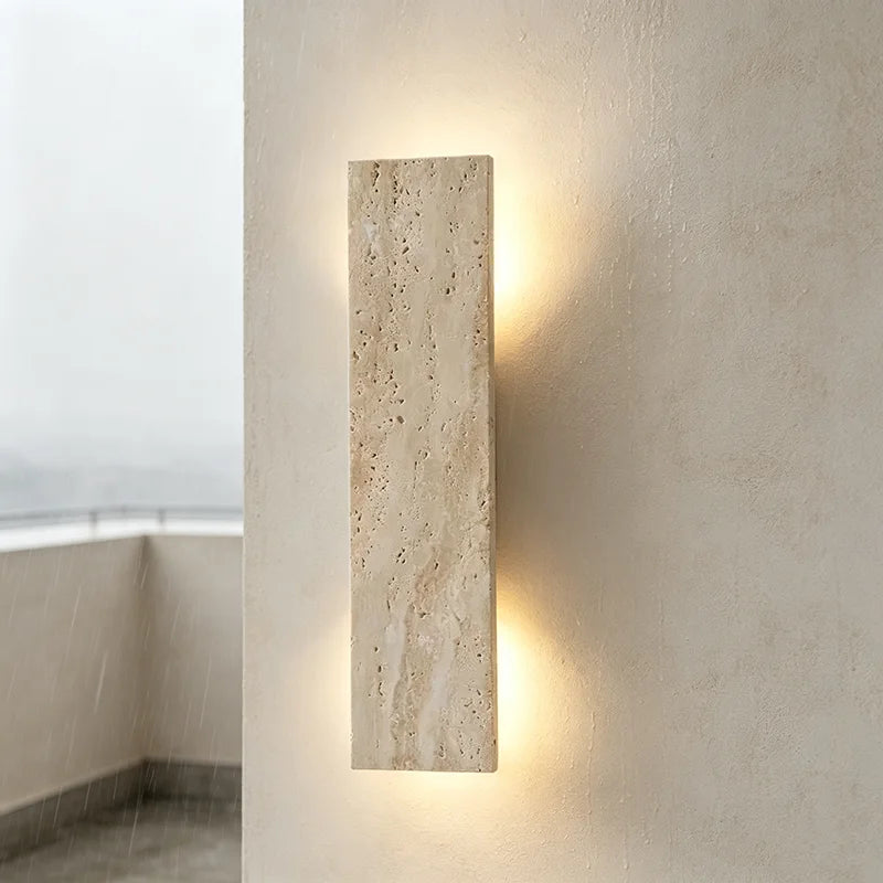 lampe murale extérieure led ip65 marbre naturel beige moderne adhésif hydrofuge vde ccc cqc