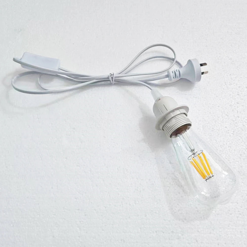 support lampe e27 blanc noir dents lisse moderne câble électrique prise uk led