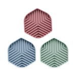 bol nourriture chien silicone vert bleu rose rayures horizontales grille perforation minimaliste