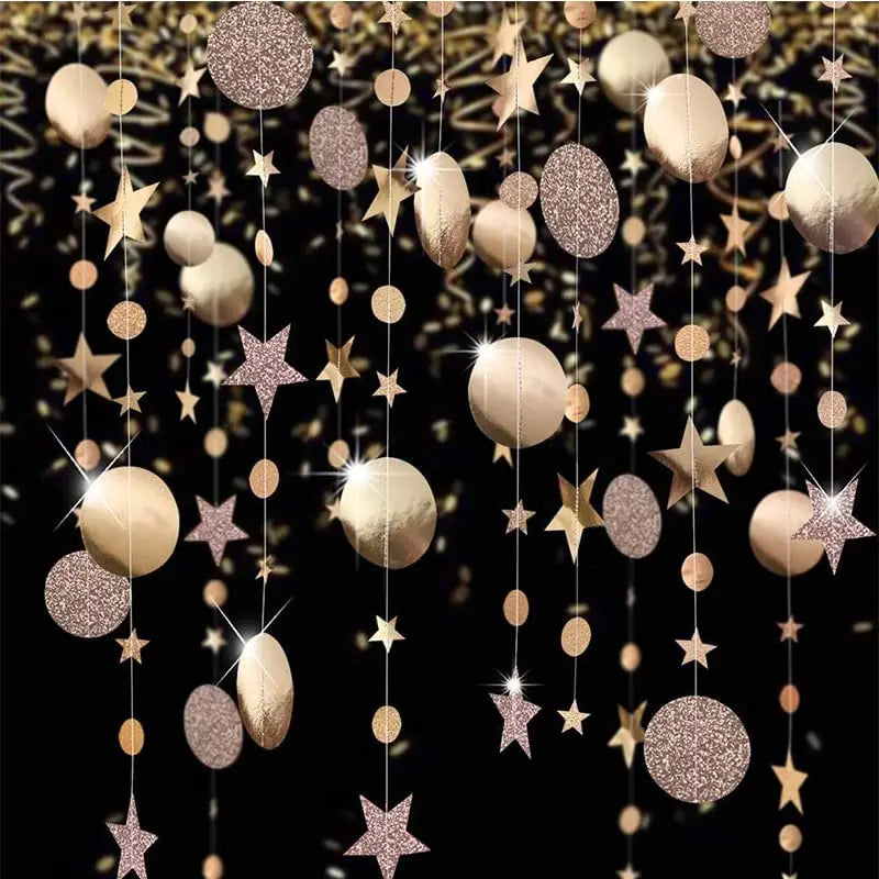 guirlande or argent étoiles paillettes festives moderne anniversaire mariage deco chambre fil suspension disco