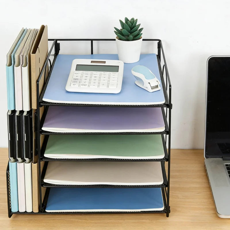rangements multi niveaux moderne organisateur documents porte fichiers métallique lisse blanc rose