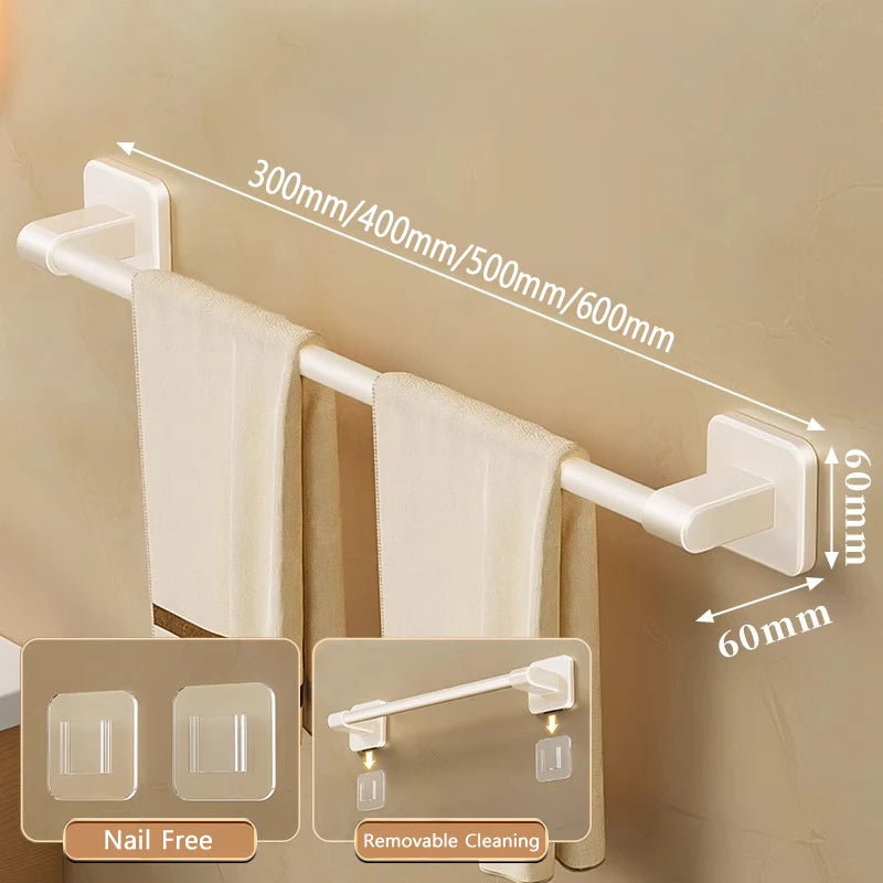 porte serviettes mural adhésif alliage aluminium finition laquée moderne 60cm gris métallisé lisse nail