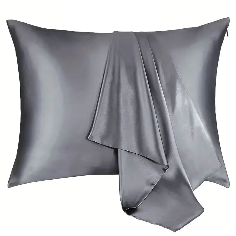 protège oreiller gris uni moderne 100 polyester fermeture glissière hypoallergénique respirant satin