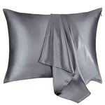 protège oreiller gris uni moderne 100 polyester fermeture glissière hypoallergénique respirant satin