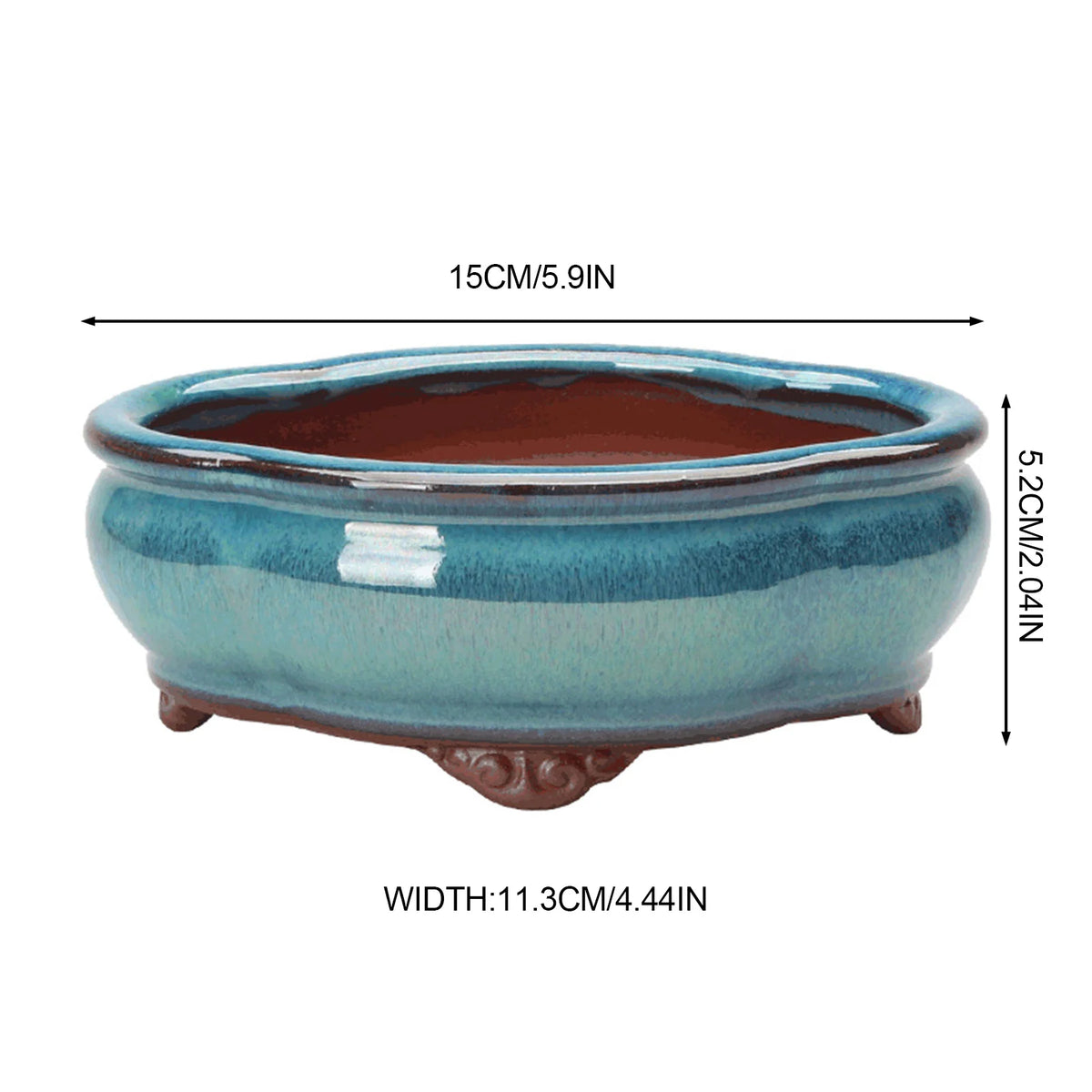cache pot céramique bleu translucide classique plante verte décoration maison