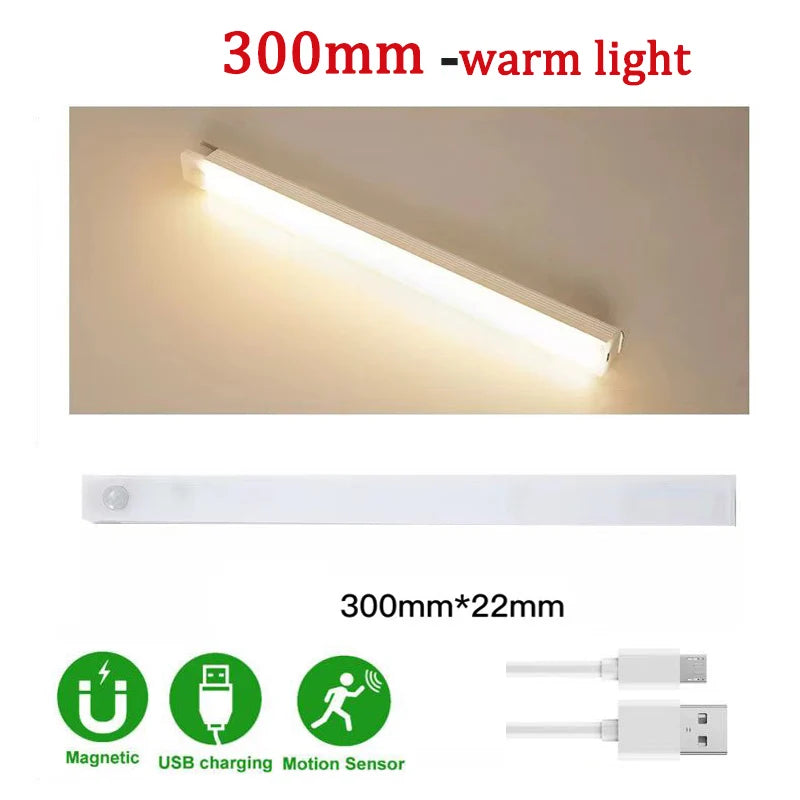 lampe led rechargeable aimantée détecteur mouvement 50cm 30cm 20cm 10cm blanc moderne autonomie