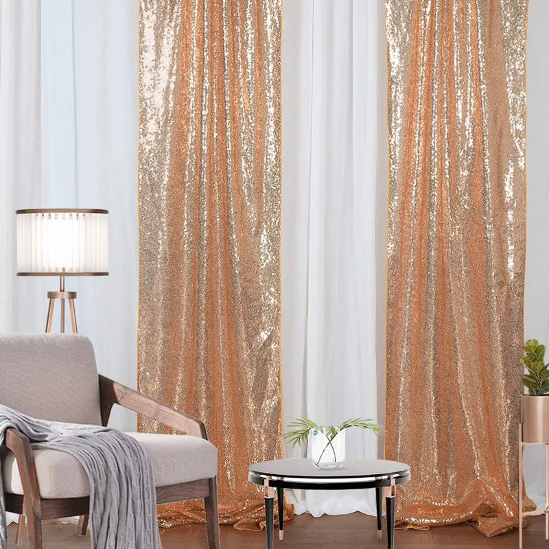 rideau paillettes or argent élégant festif polyester panneaux 8ft transparent événement