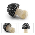 champignons décoratifs résine marron rouge lisses réels jardin decoration pointillés adultes