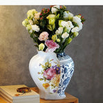 vase table chinois blanc bleu motifs floraux traditionnelsOpaque 14cm 25cm