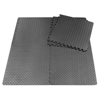 Lot de 6 dalles de sol puzzle noir 60x60 cm pour salle de sport