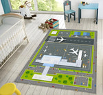 tapis moderne aéroport avions pistes vert gris blanc salon chambre décoratif polyester polypropylène