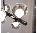 lampe suspendue moderne sphères translucides noir argenté scandinave interrupteur bouton led