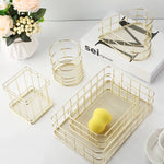 paniers rangement métal or rose gold maille fine moderne minimaliste respectueux environnement multifonctionnels
