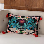 taie d'oreiller imprimée léopard tropical velours carré moderne deux côtés opaques tassel rouge océanique