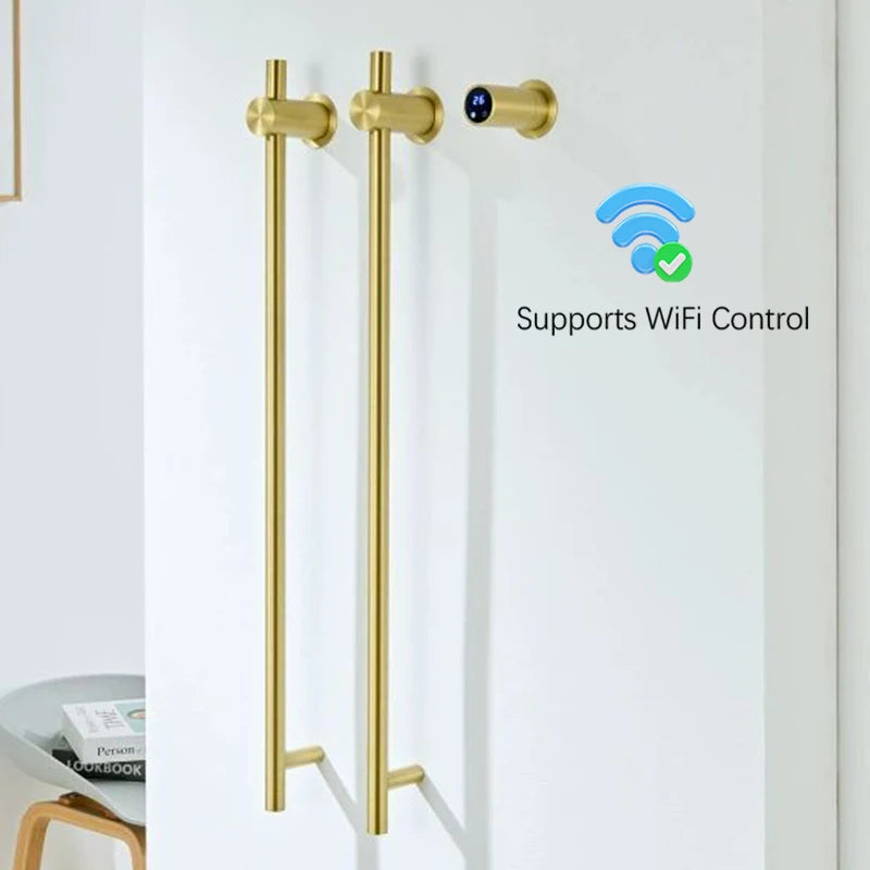 porte serviettes mural électrique noir or laqué moderne 60w wifi contrôlable 220v 110v