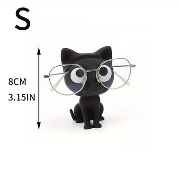statue chat noir moderne décoration texture lisse opacité 8cm lunettes