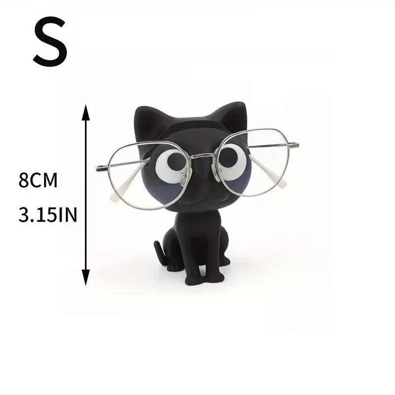 statue chat noir moderne décoration texture lisse opacité 8cm lunettes