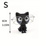 statue chat noir moderne décoration texture lisse opacité 8cm lunettes