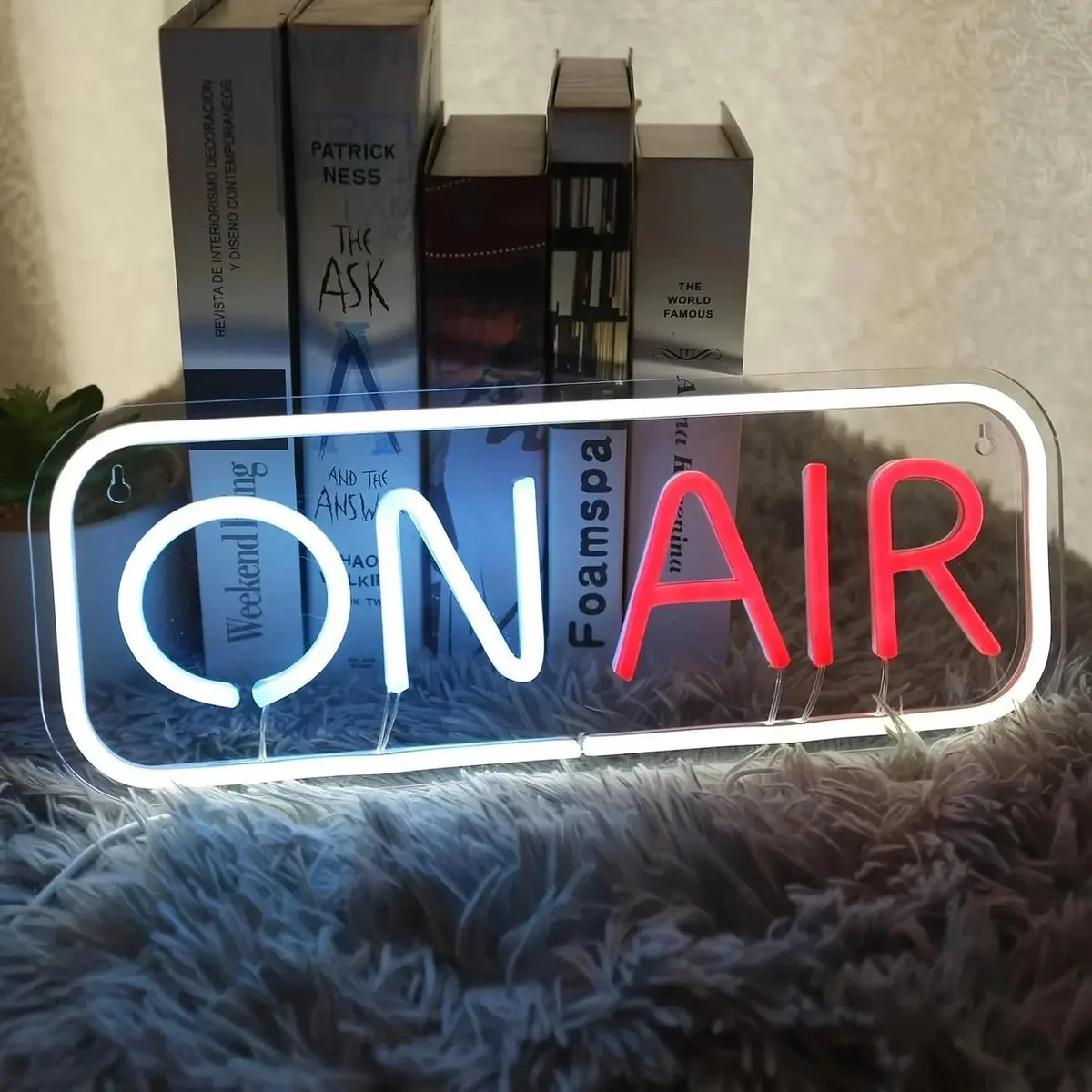 néon lumineux ON AIR blanc rouge bleu moderne transparent câble USB