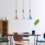 lustre led couleur rose blanc noir moderne minimaliste conique inversé opale chambre cuisine