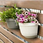 pots fleurs suspendus tissés gris orange beige modernes balconextérieur