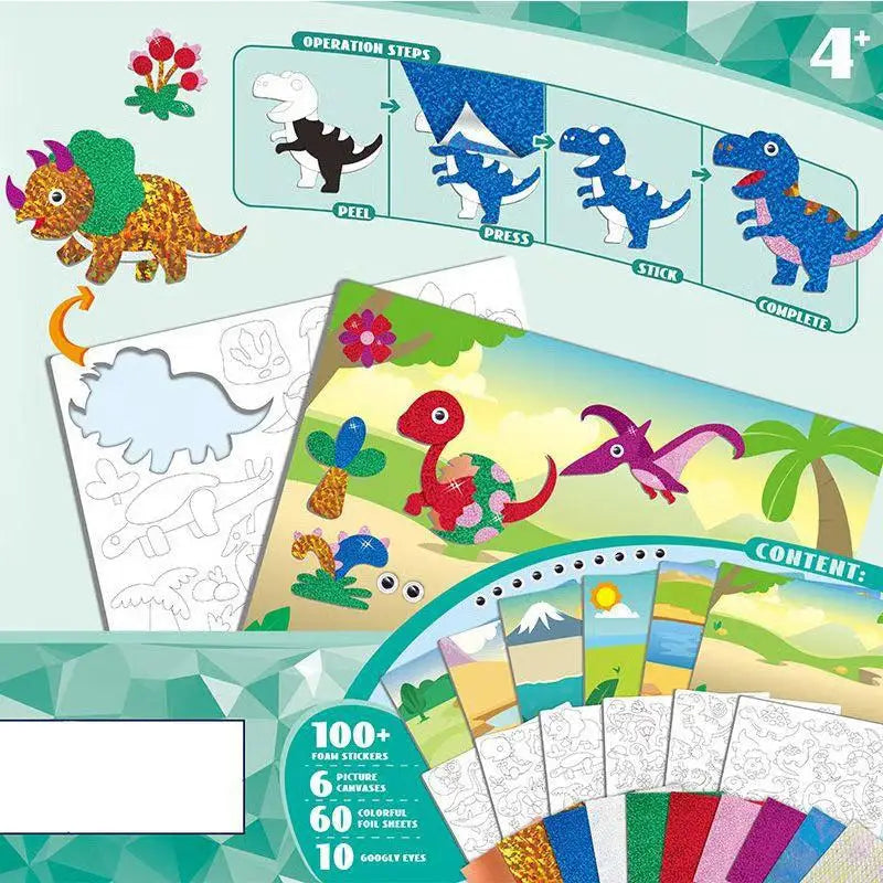 feuilles métal art enfants stickers autocollants coloriage cartes dessin motifs animaux géométriques paires yeux
