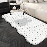 tapis kawaii miffy bleu blanc points visage lapin moderne 40x120cm 50x120cm absorbant eau resistant