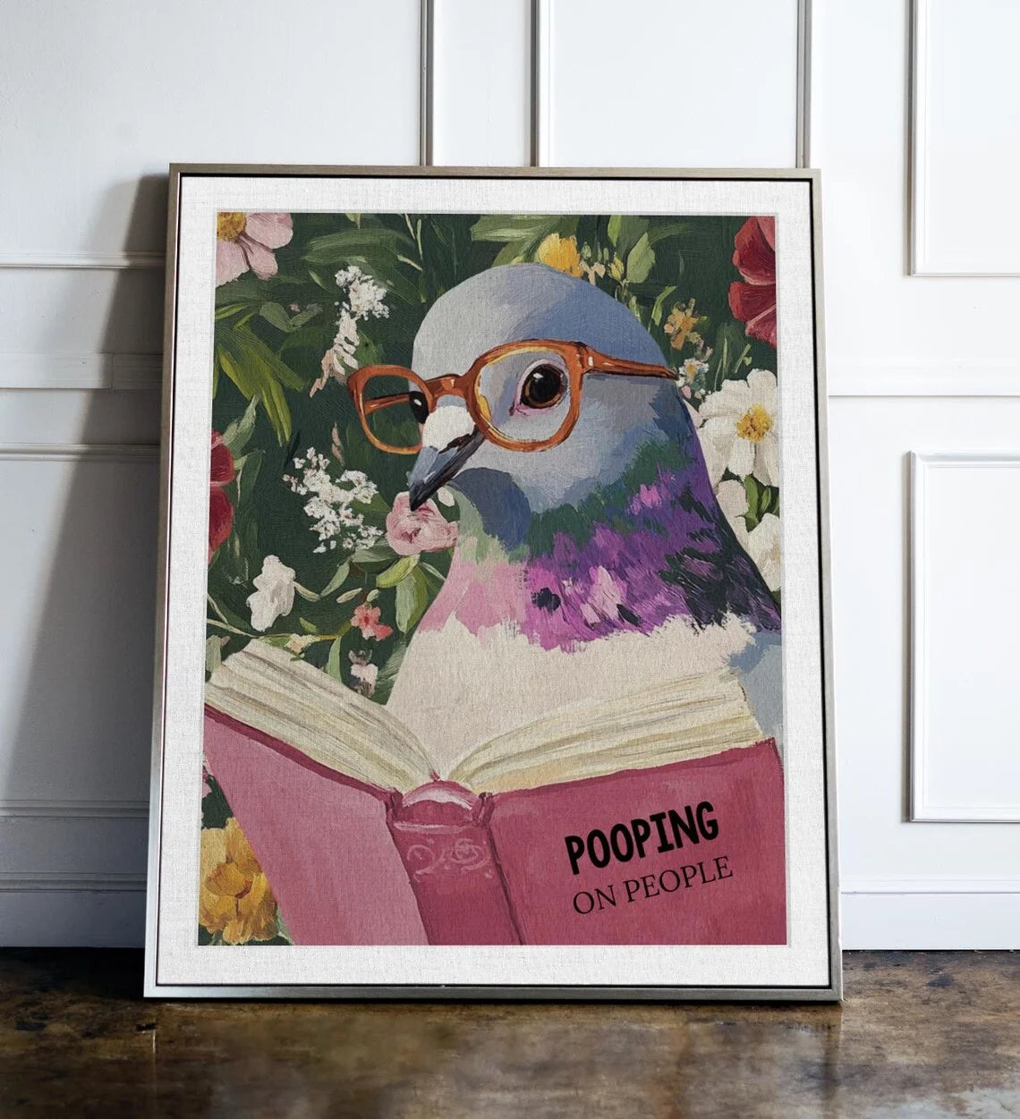 affiche pop art oiseau livres fleurs couleurs vives mur decoration chambre salon erotique humoristique