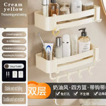 étagère murale triangulaire salle bain gris métal crochets rangement douche moderne autocollante