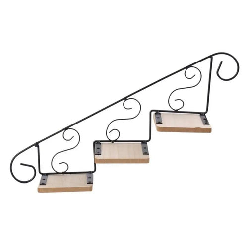 étagère murale moderne rustique plateaux bois marron cadre métal noir spiral decoration