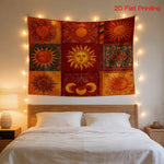 tapisserie murale solaire motifs géométriques couleurs vives artisanal décoration intérieure chambre salon polyester