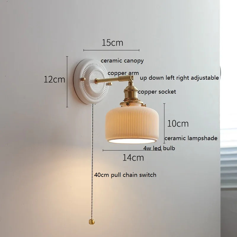 lampe murale moderne blanc doré interrupteur chaîne coquille motif lune soleil chambre cuisine