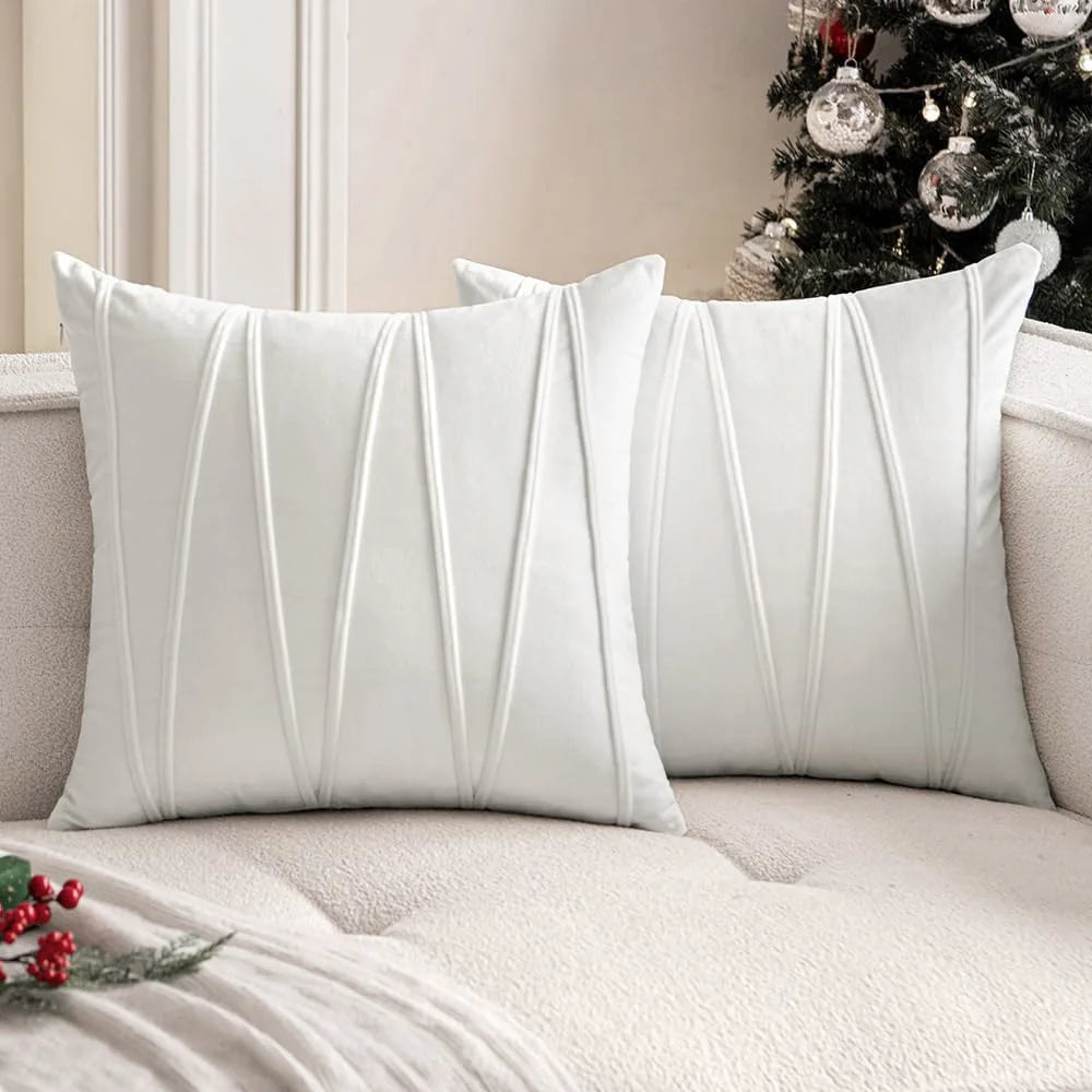 housse coussin décorative velours géométrique moderne carré beige marron gris vertical élégant