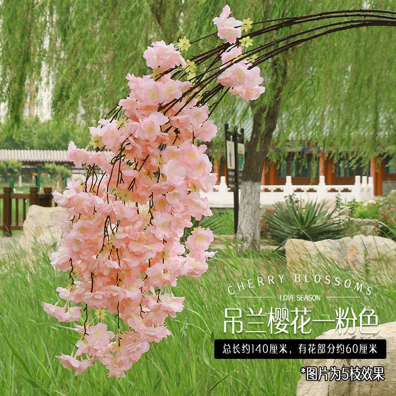 décoration intérieure fleurs artificielles branche cerises soie rose clair vert modernes
