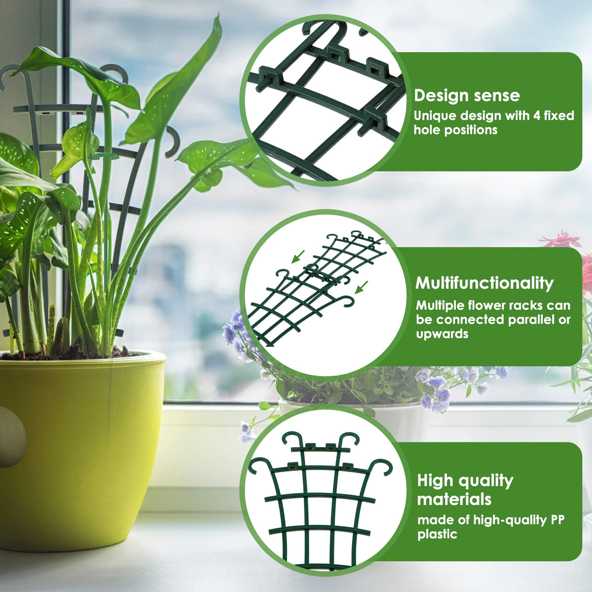 treillis support plantes grimpantes vert foncé structure grille 12 pièces pots fleurs décoration jardin