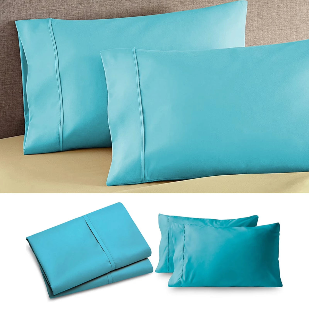 taies d'oreiller microfibre coton polyester beige gris noir bleu rouge blanc enveloppe simple literie
