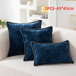 taies d'oreiller velours côtelé couleurs unies chic bordures décoratives polyester dimensions 30x50cm 45x45cm