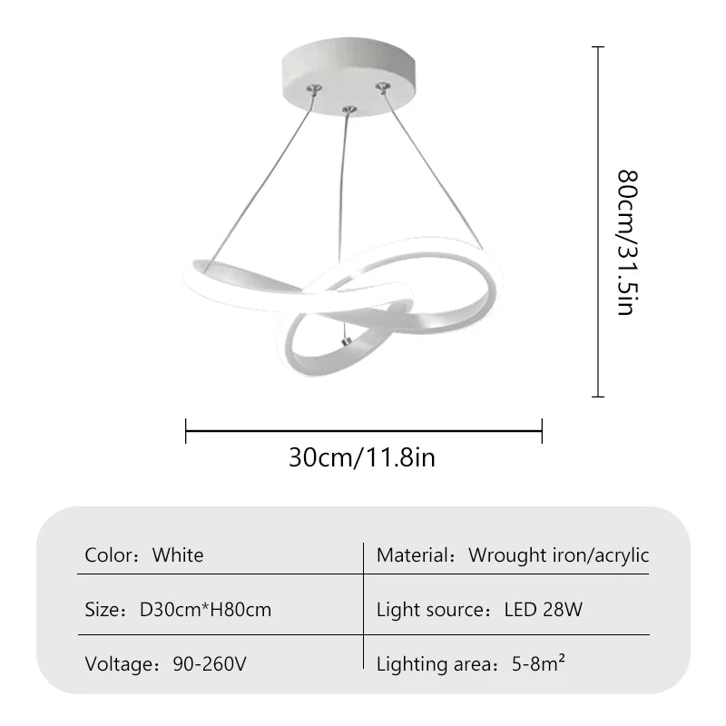 lampe suspendue moderne anneau entrelacés noir blanc doré 249 2000lm