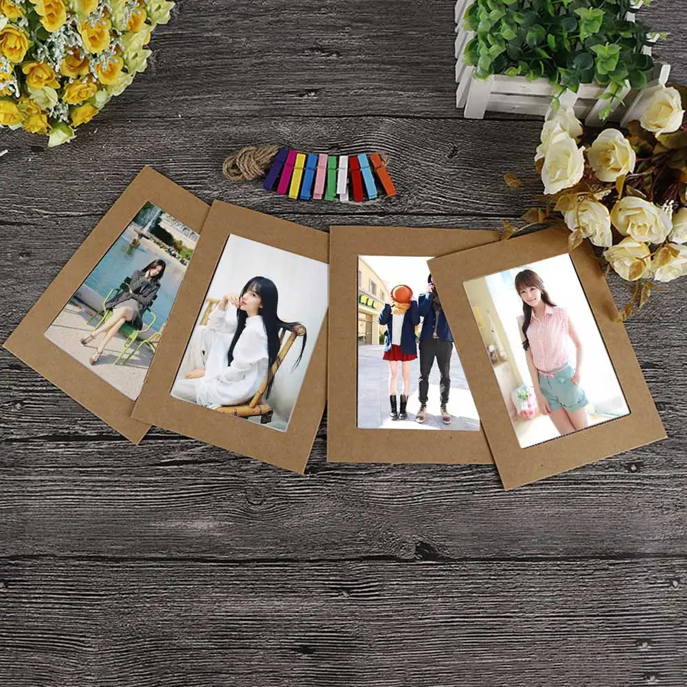 cadres photo marron noir blanc rustique simple decoration maison photo album suspendu mur