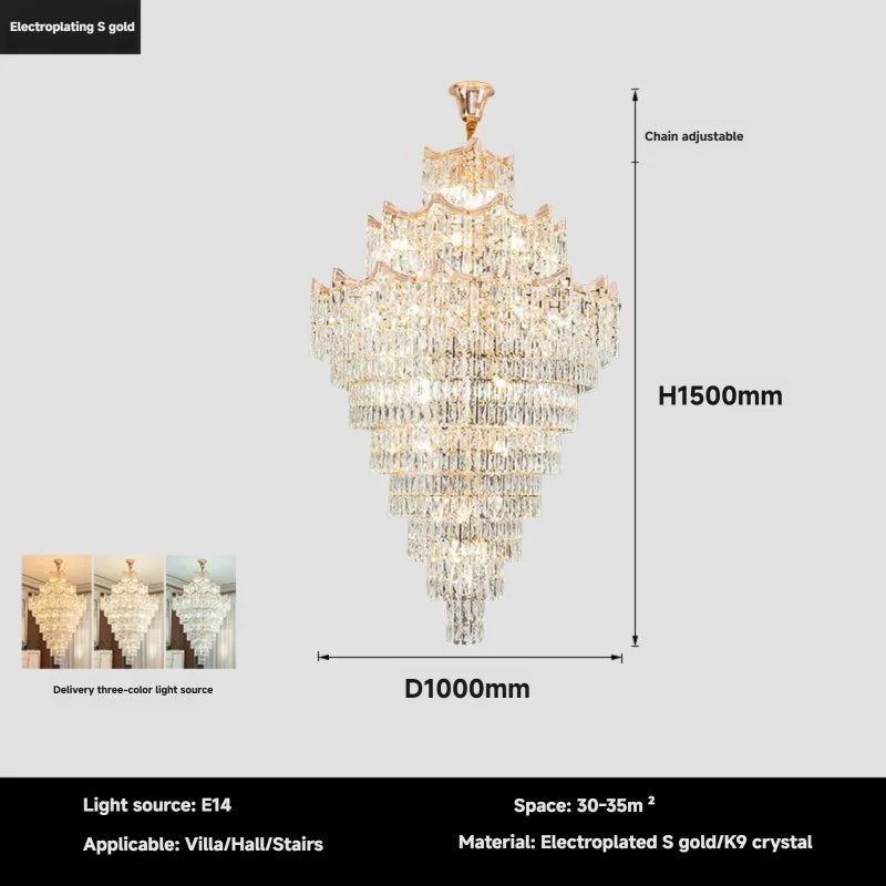 lustre cristal moderne salon doré transparent élégant haute led semi encastrée