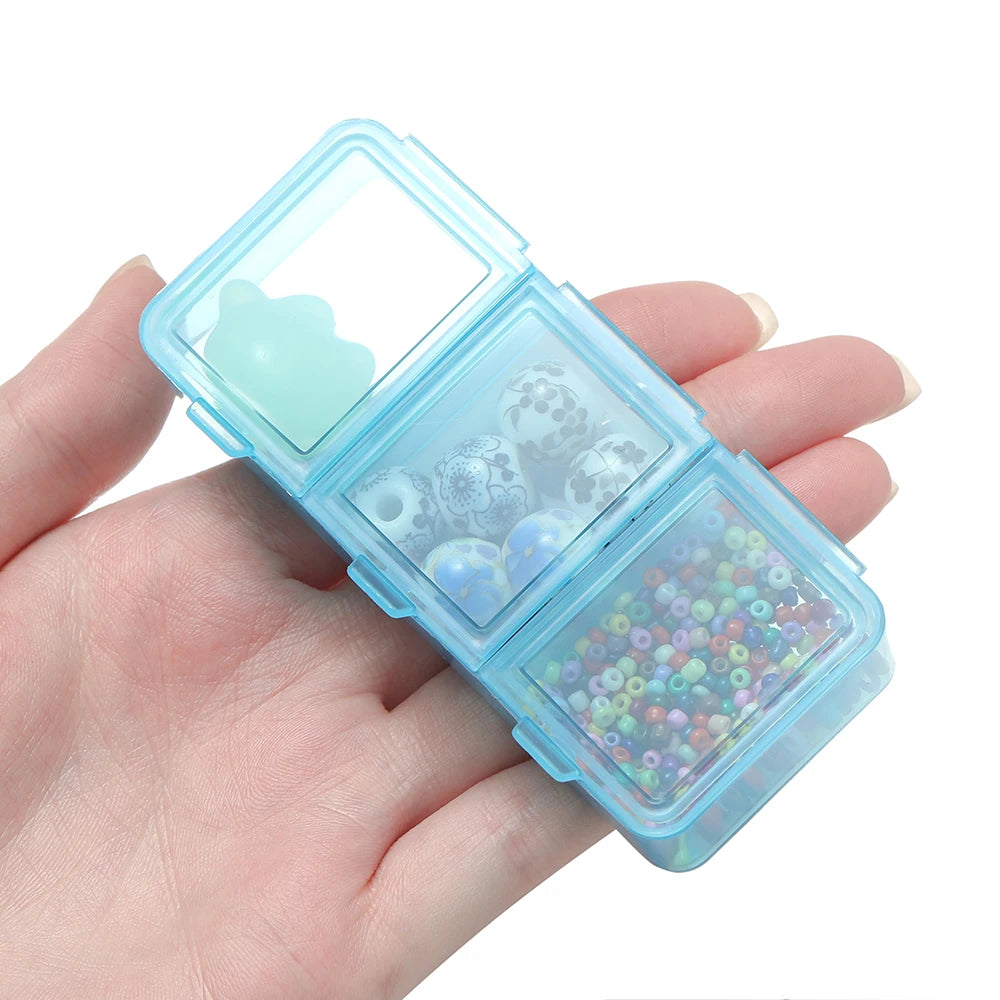 boîte plastique bleu translucide compartiments clips rangement colorées pratique artisanal venta grossiste